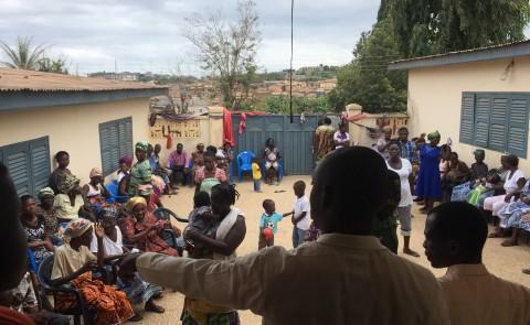 Patients wait at one of three clinics in Ghana set up by the UNE immersion team