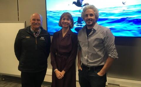Symposium keynote speaker and award-winning underwater photographer Keith Ellenbogen with Susan Farady and Barry Costa-Pierce